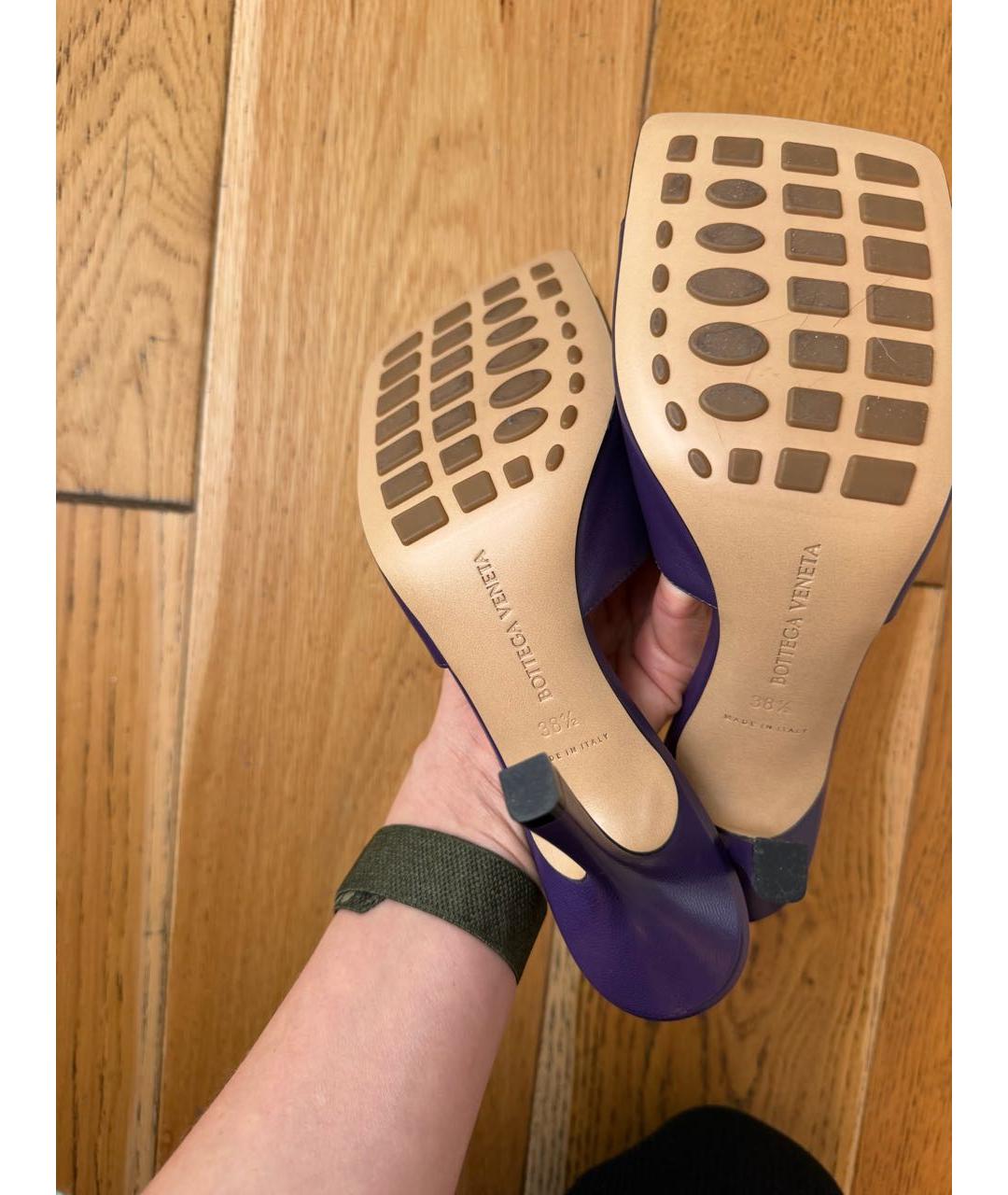 BOTTEGA VENETA Фиолетовые кожаные шлепанцы, фото 5