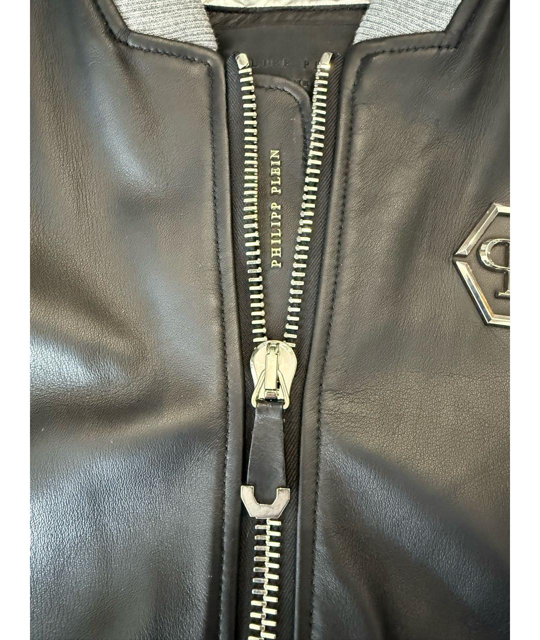 PHILIPP PLEIN Черная кожаная куртка, фото 4