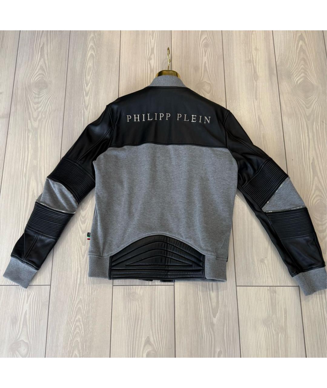 PHILIPP PLEIN Черная кожаная куртка, фото 2