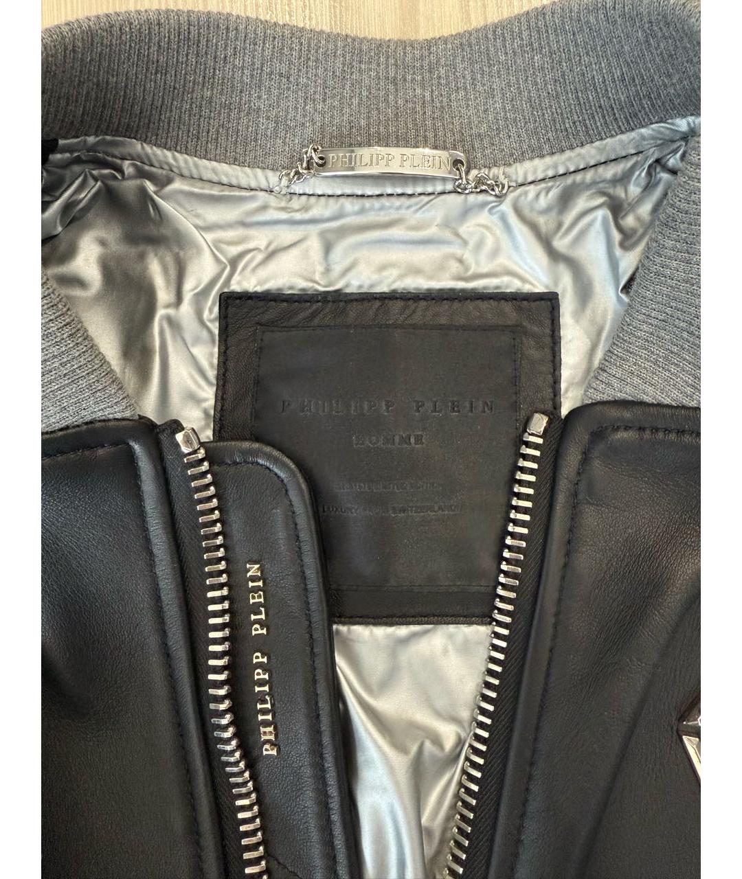 PHILIPP PLEIN Черная кожаная куртка, фото 3