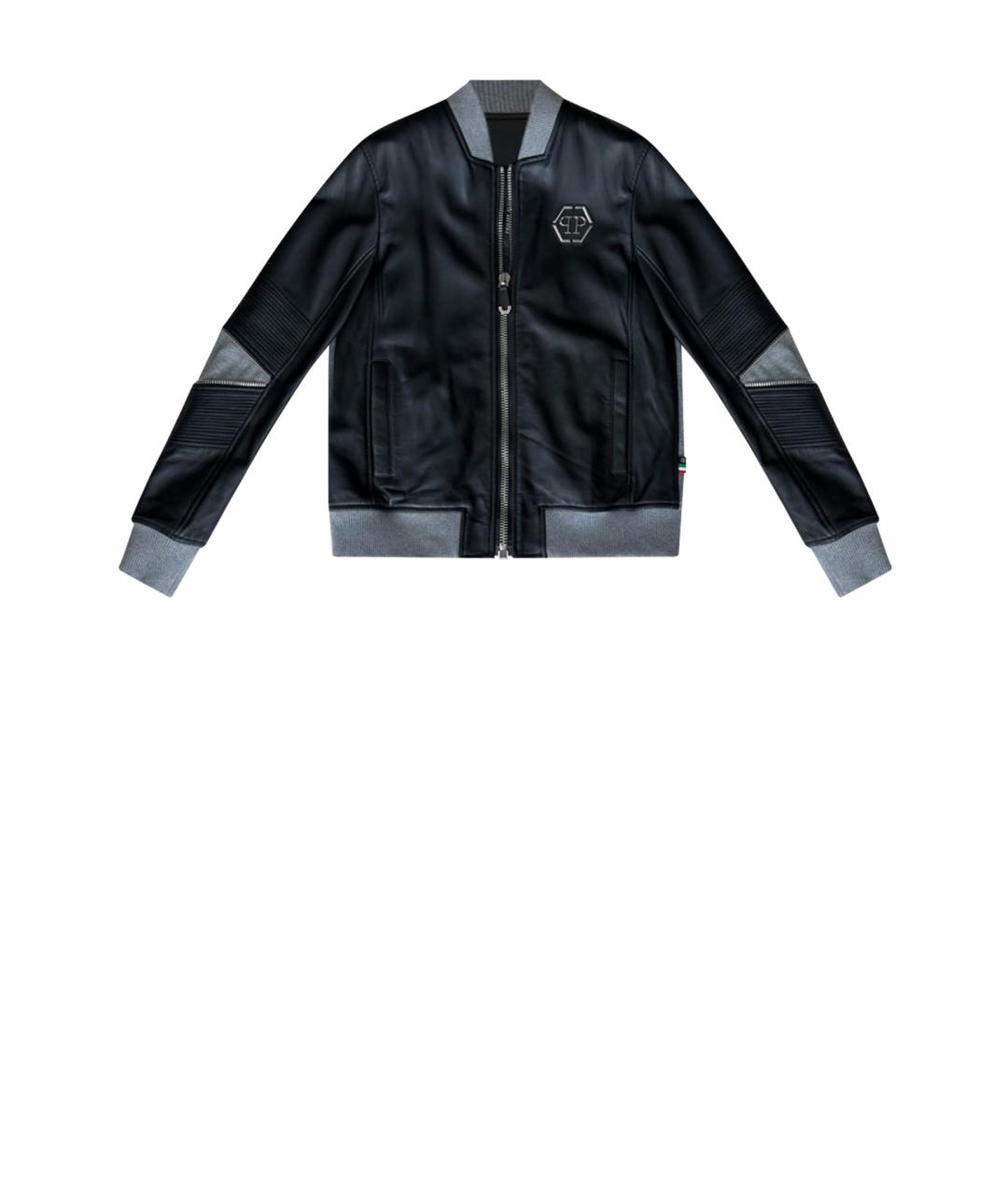 PHILIPP PLEIN Черная кожаная куртка, фото 1