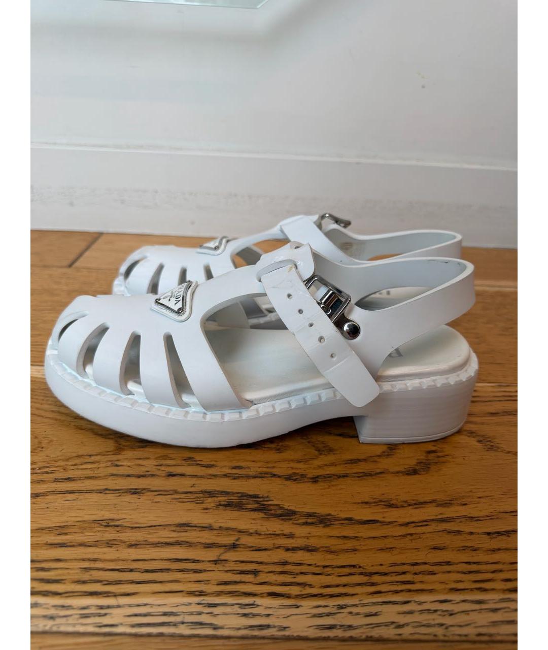 PRADA Белые резиновые сандалии, фото 5