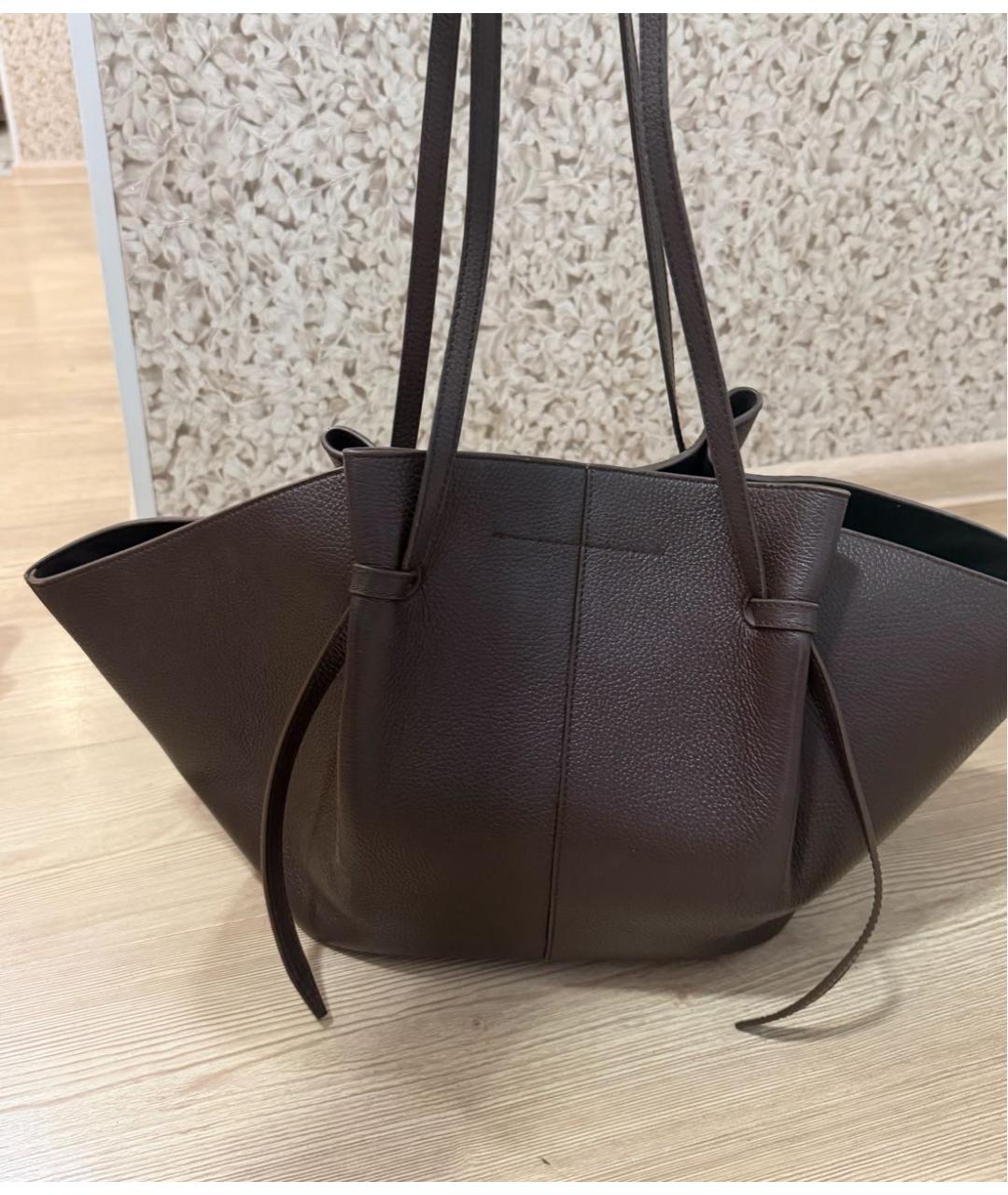 YUZEFI Коричневая кожаная сумка тоут, фото 3