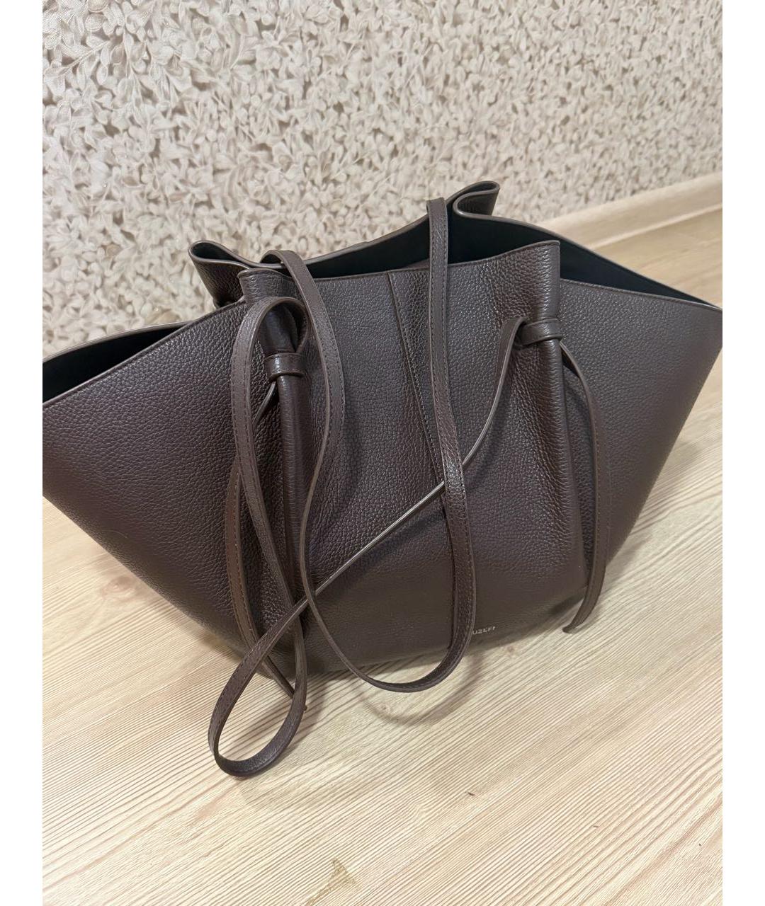 YUZEFI Коричневая кожаная сумка тоут, фото 5