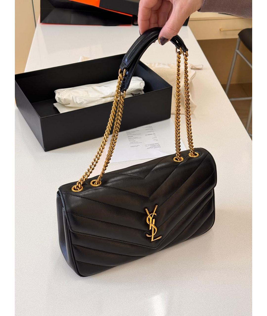 SAINT LAURENT Черная кожаная сумка через плечо, фото 5