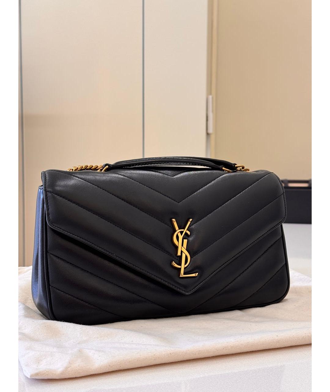 SAINT LAURENT Черная кожаная сумка через плечо, фото 2