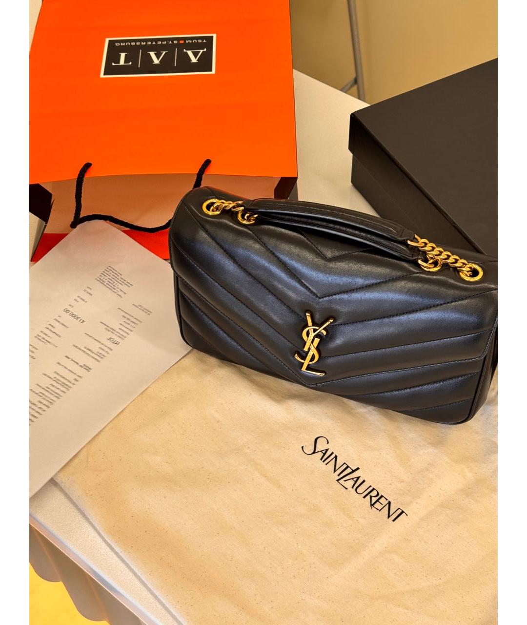 SAINT LAURENT Черная кожаная сумка через плечо, фото 3