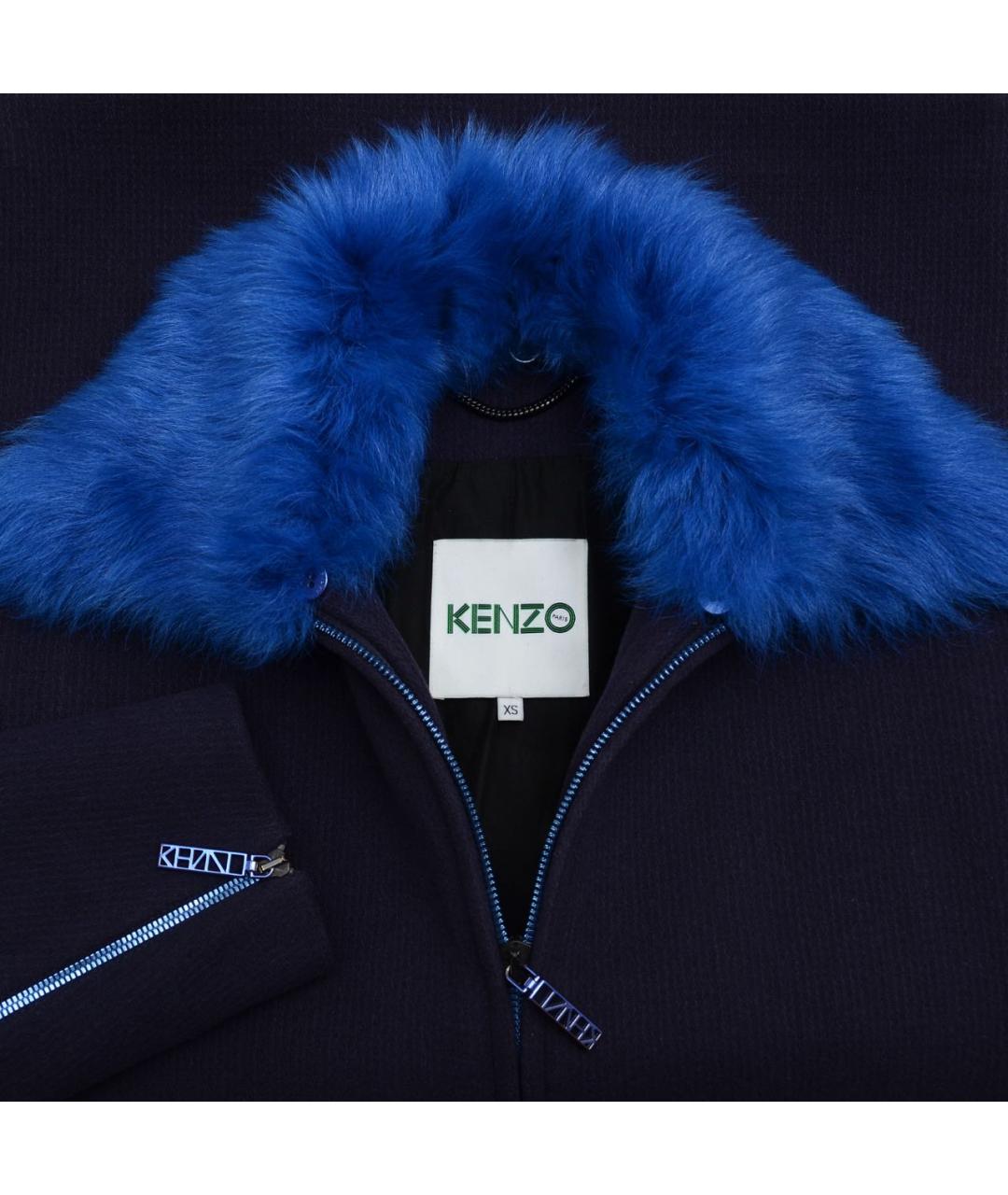 KENZO Темно-синее шерстяное пальто, фото 4