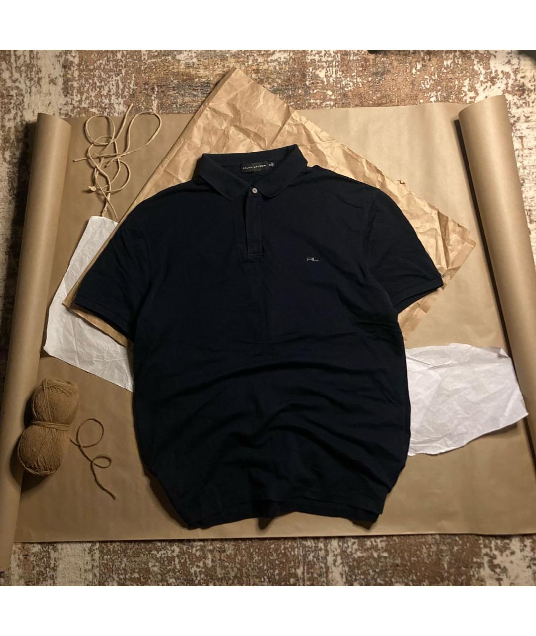 RALPH LAUREN Темно-синее хлопковое поло с коротким рукавом, фото 8