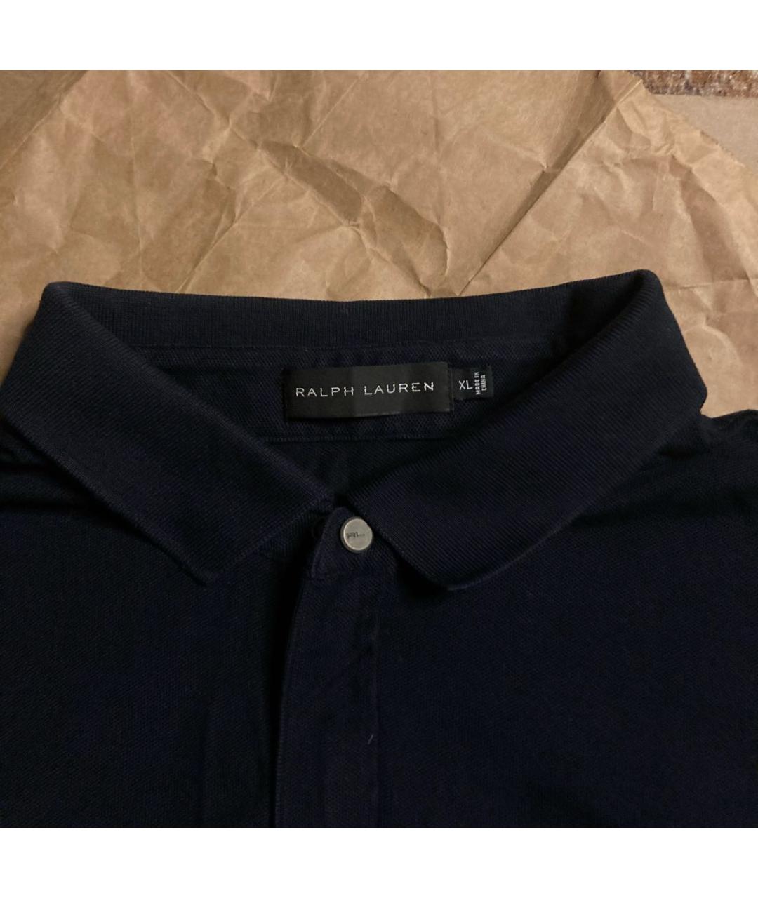 RALPH LAUREN Темно-синее хлопковое поло с коротким рукавом, фото 4