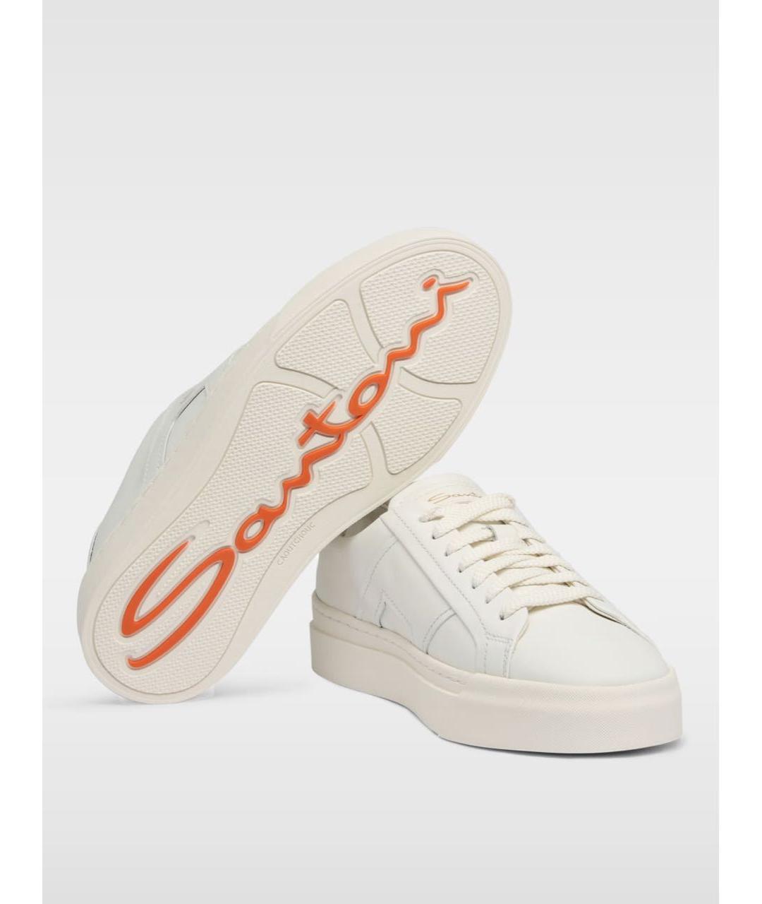 SANTONI Белые кожаные кеды, фото 4