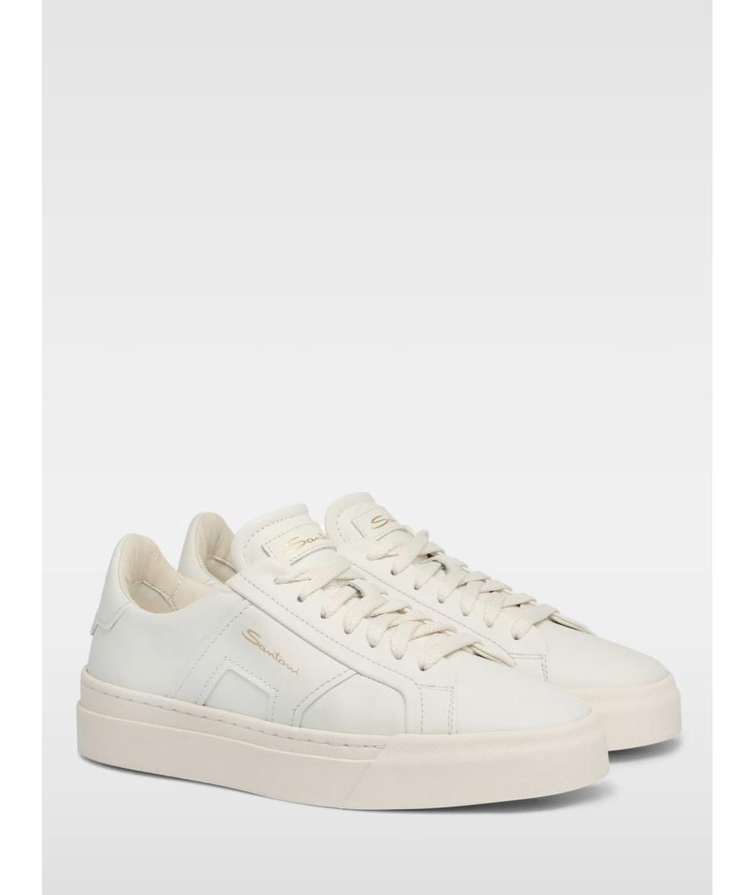 SANTONI Белые кожаные кеды, фото 3