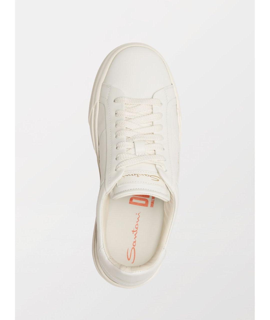 SANTONI Белые кожаные кеды, фото 2