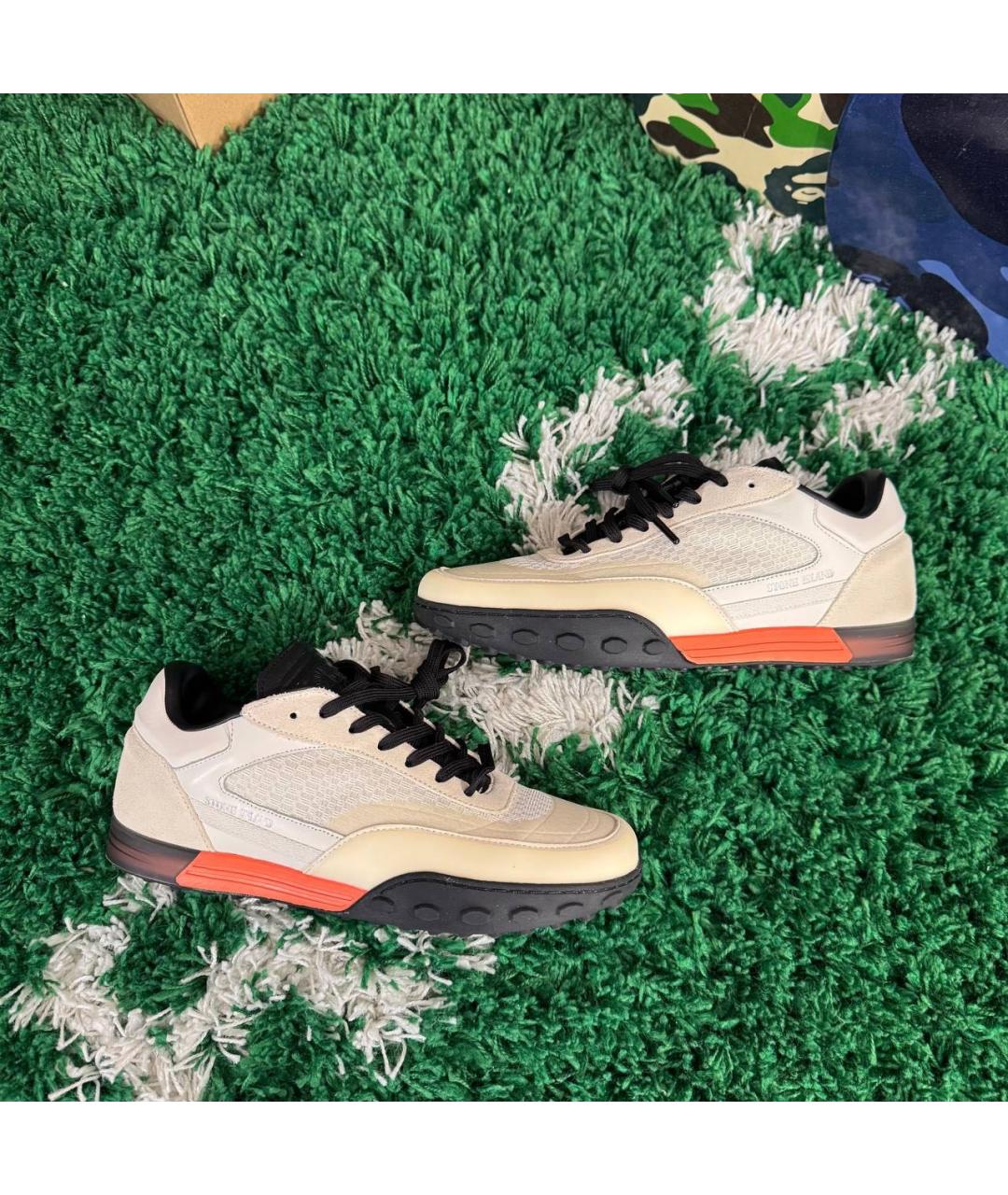 STONE ISLAND Бежевые нубуковые низкие кроссовки / кеды, фото 3