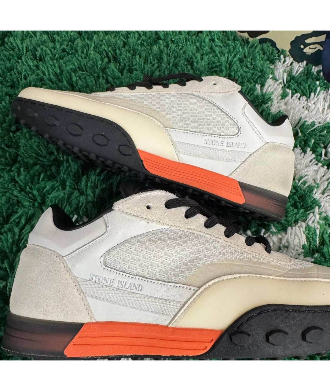 STONE ISLAND Бежевые нубуковые низкие кроссовки / кеды, фото 5