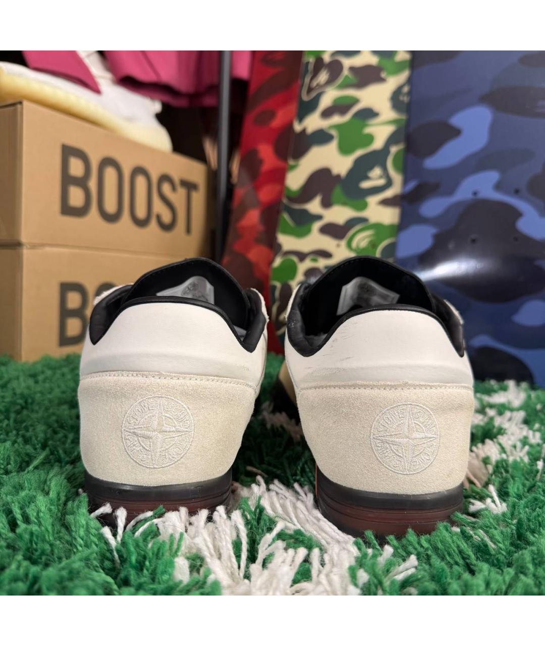 STONE ISLAND Бежевые нубуковые низкие кроссовки / кеды, фото 4