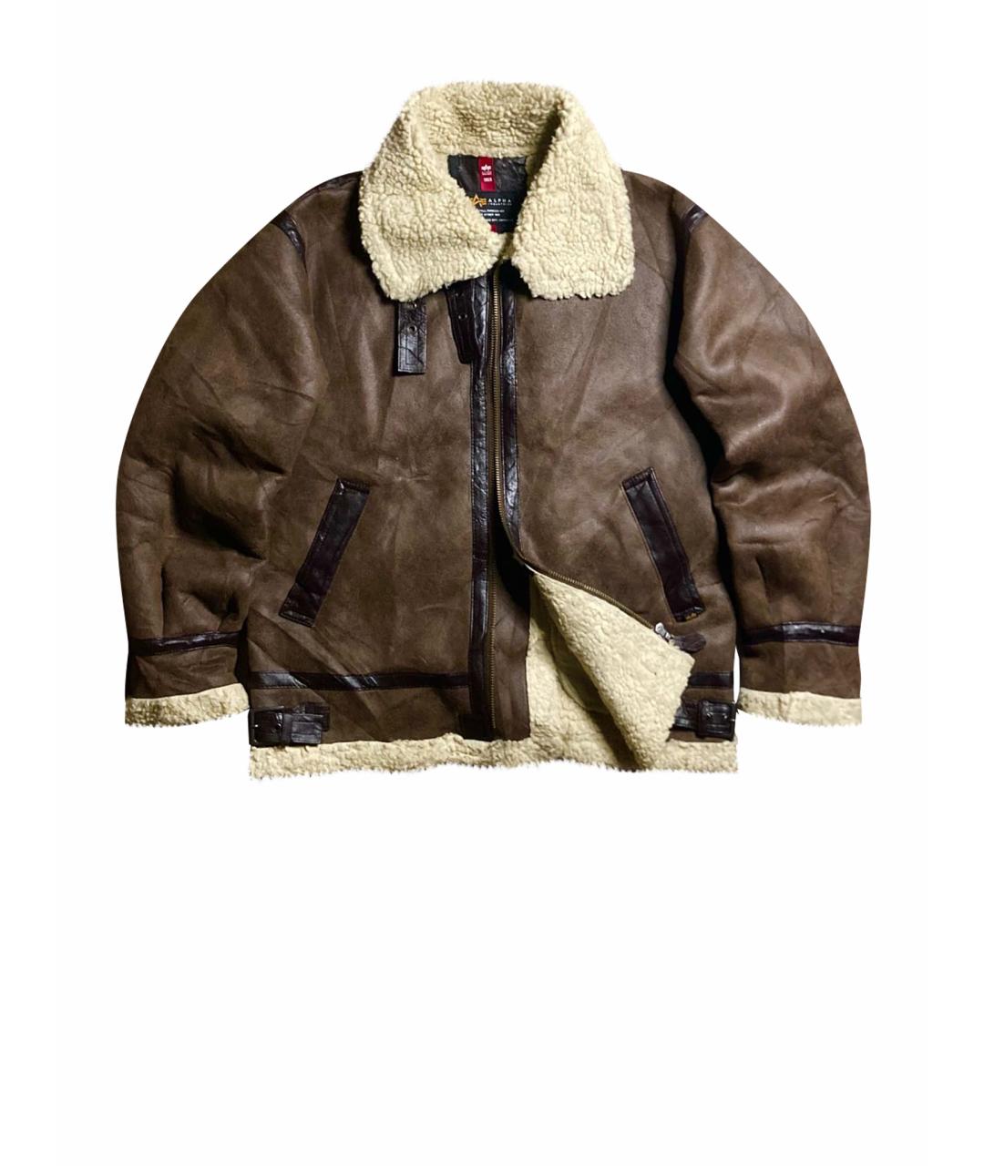 ALPHA INDUSTRIES Коричневая кожаная дубленка/шуба, фото 1