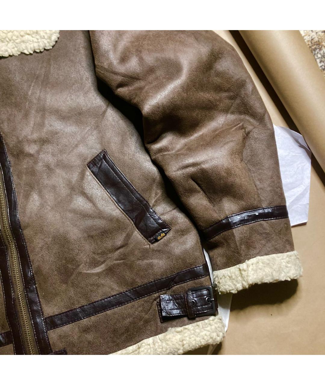 ALPHA INDUSTRIES Коричневая кожаная дубленка/шуба, фото 5
