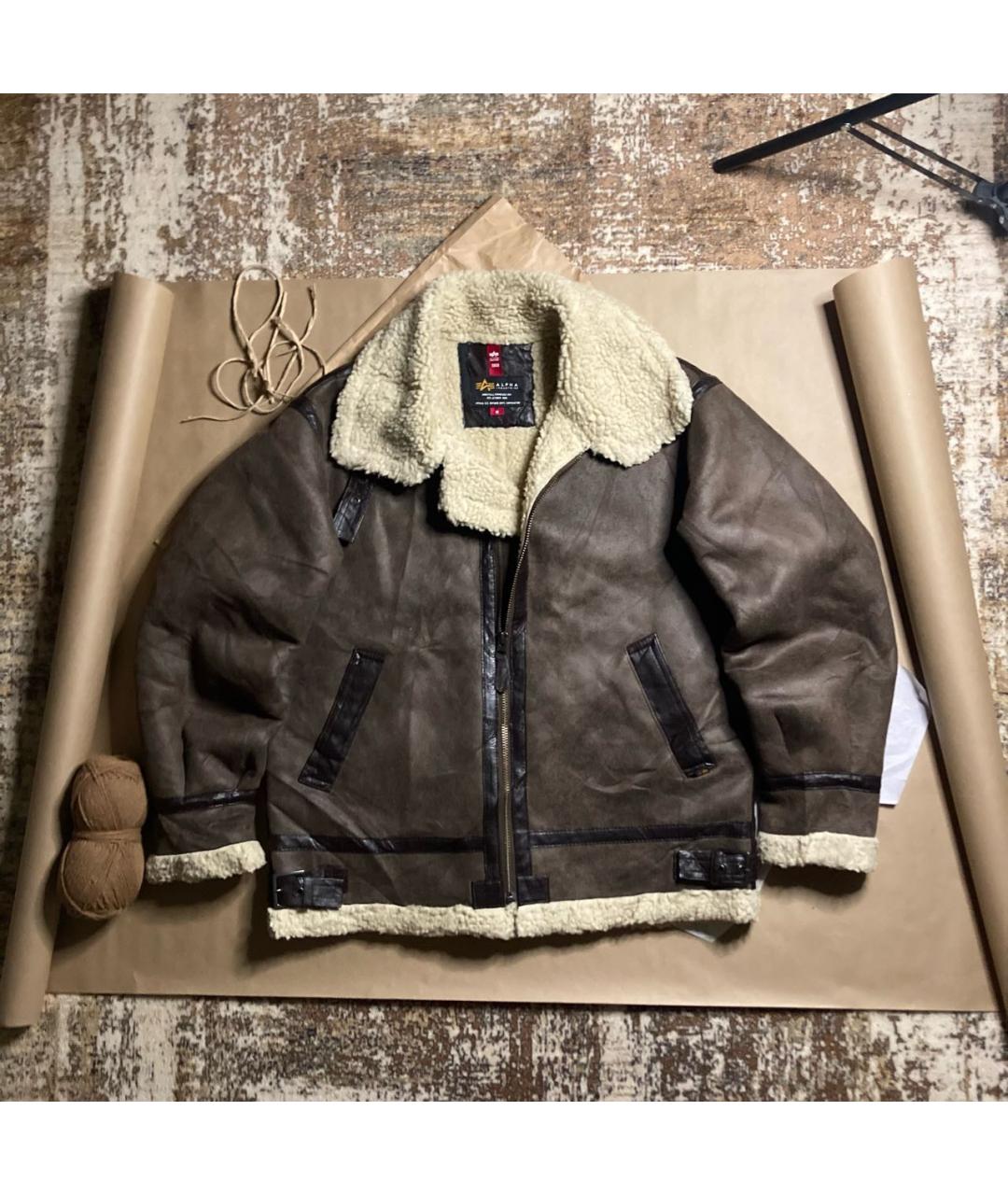 ALPHA INDUSTRIES Коричневая кожаная дубленка/шуба, фото 4