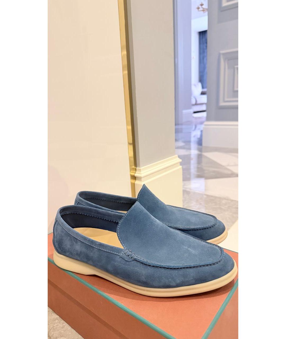 LORO PIANA Синие замшевые лоферы, фото 4