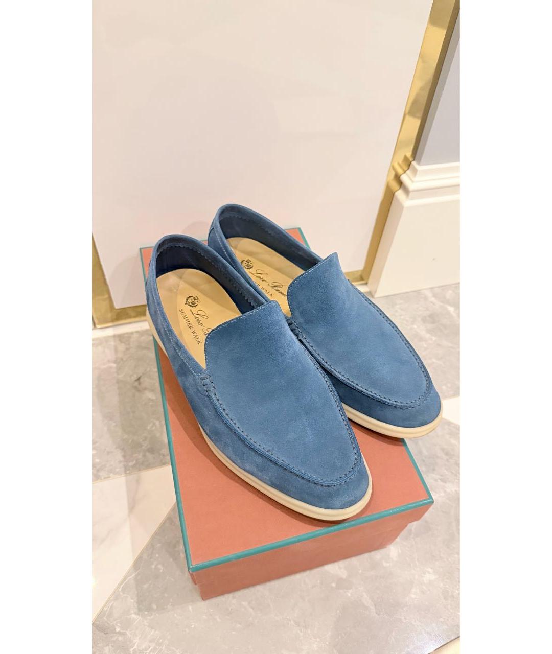 LORO PIANA Синие замшевые лоферы, фото 3