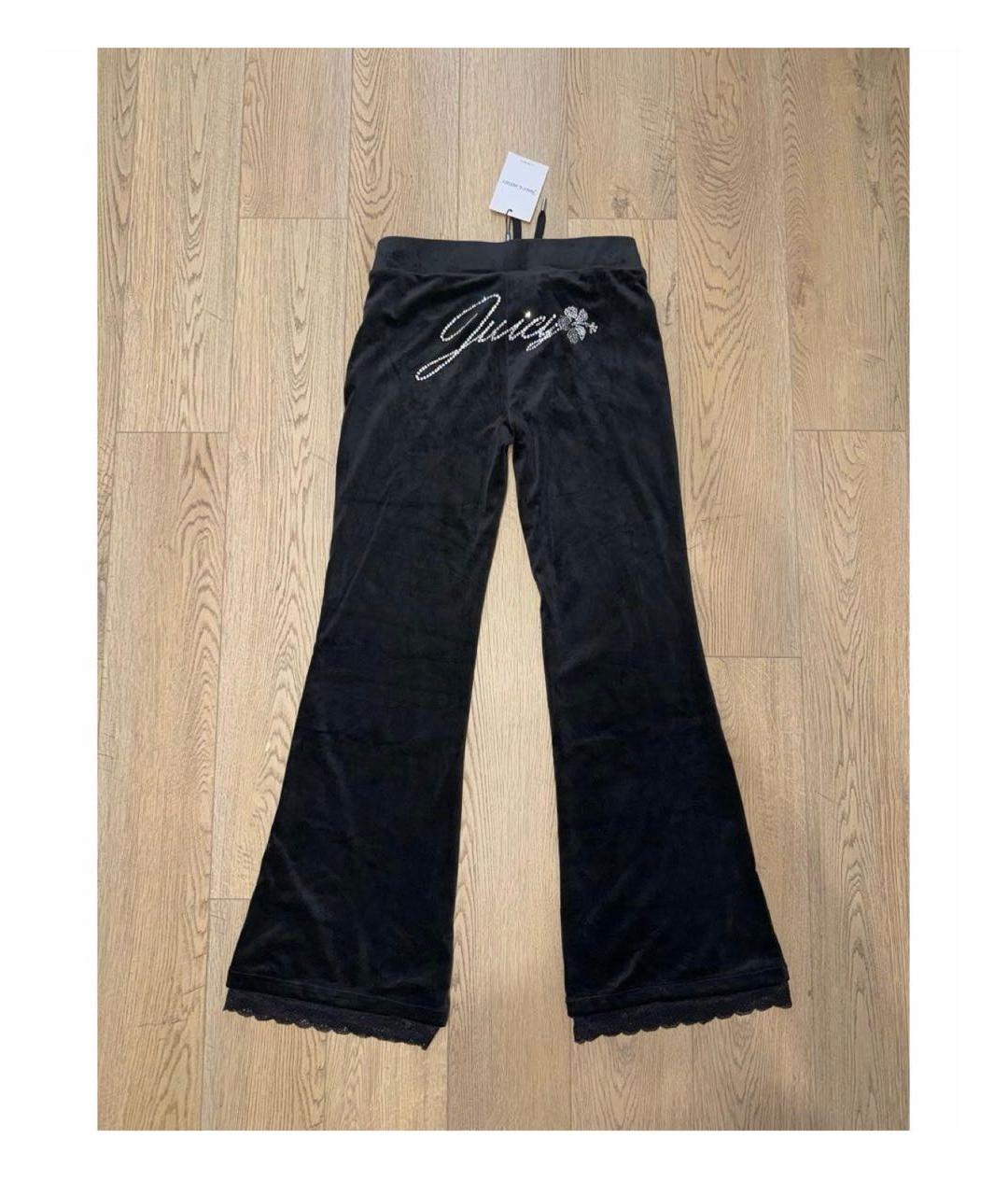 JUICY COUTURE Черные полиэстеровые прямые брюки, фото 3