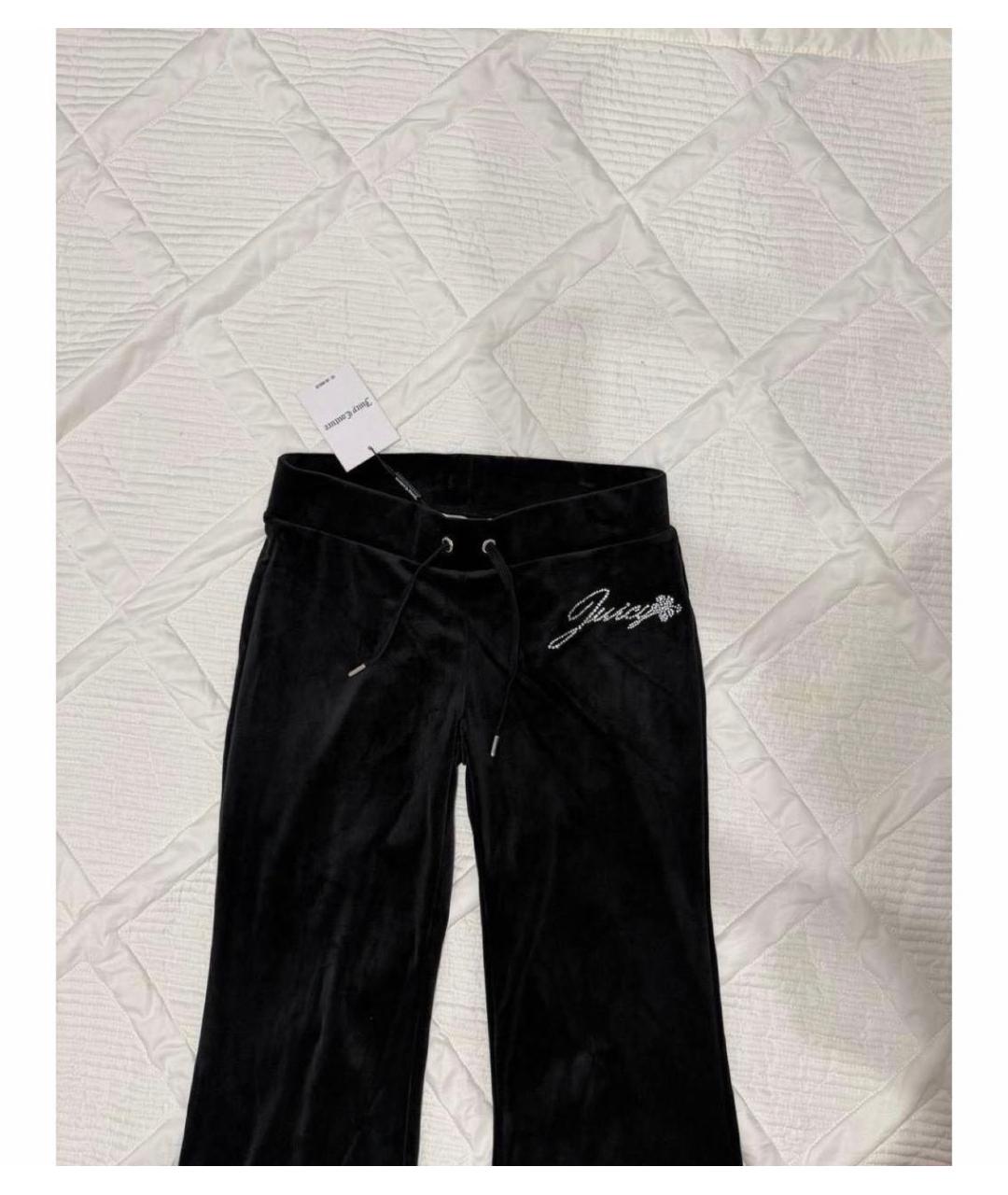 JUICY COUTURE Черные полиэстеровые прямые брюки, фото 2