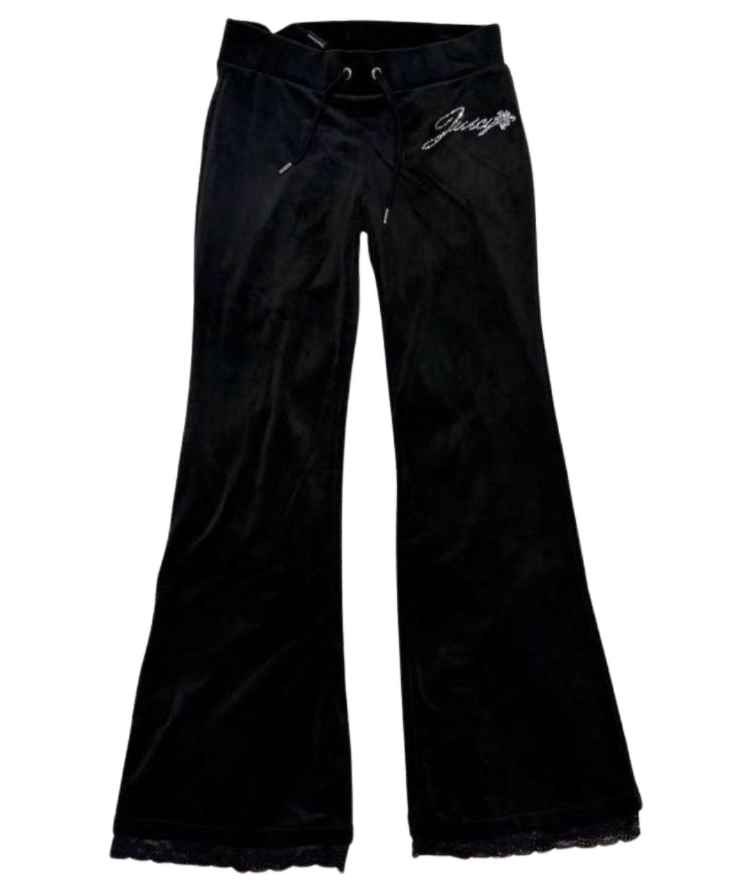 JUICY COUTURE Черные полиэстеровые прямые брюки, фото 1