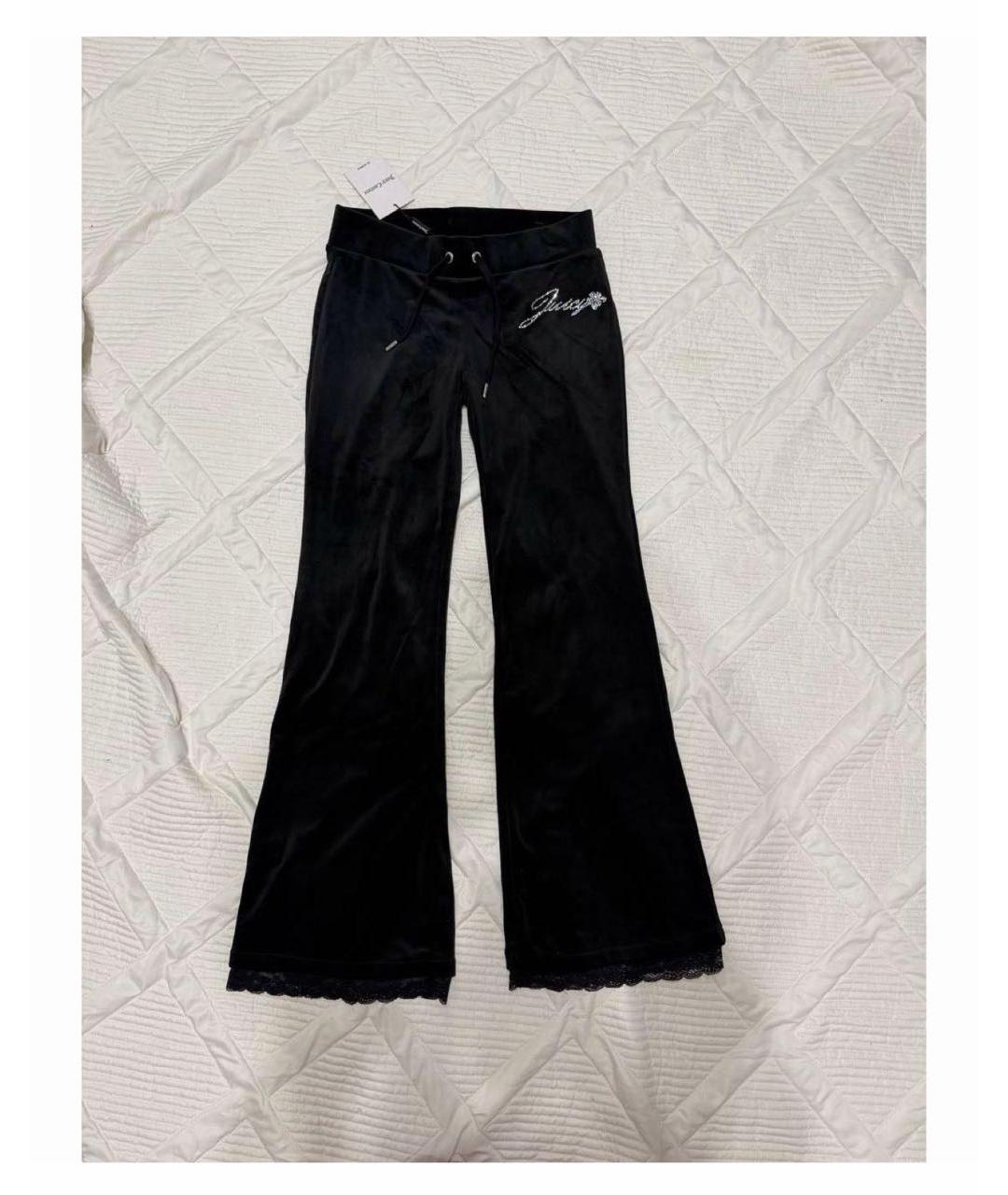 JUICY COUTURE Черные полиэстеровые прямые брюки, фото 9