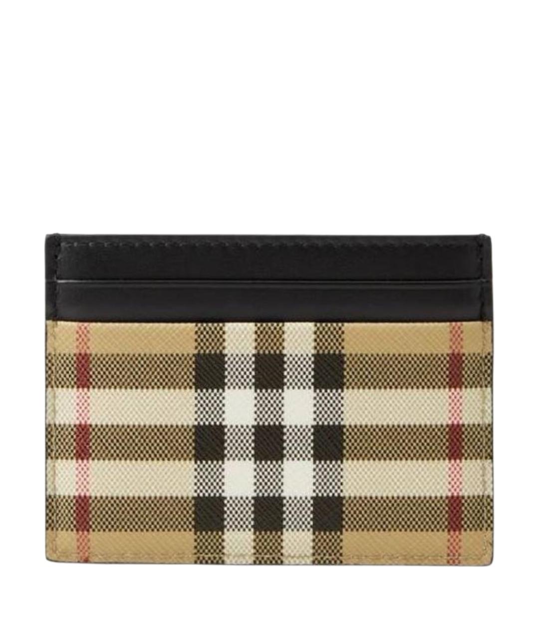 BURBERRY Бежевый кожаный кардхолдер, фото 1