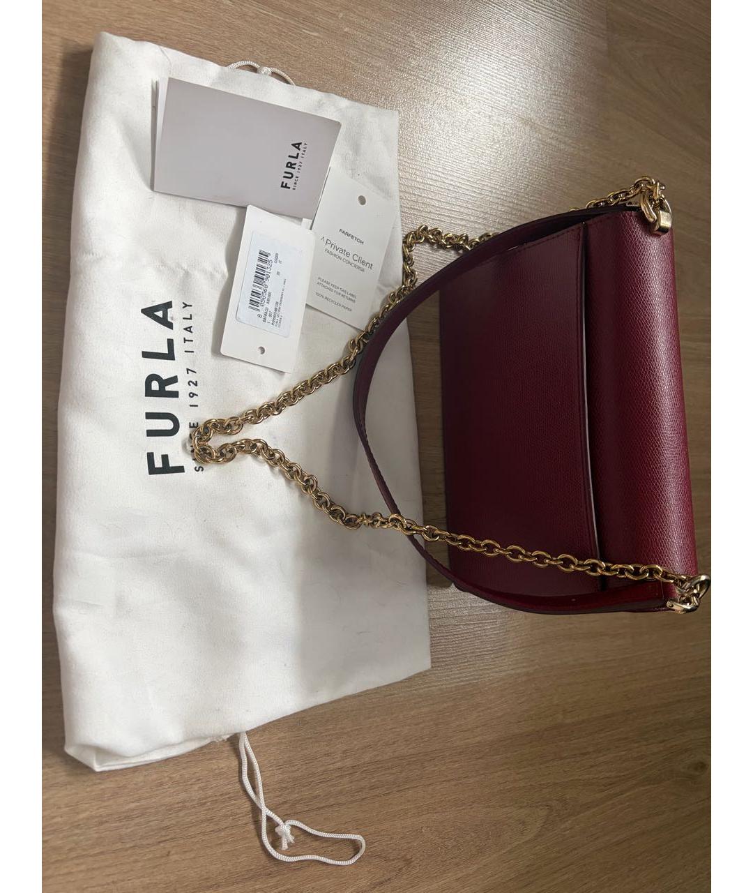 FURLA Бордовая кожаная сумка через плечо, фото 2