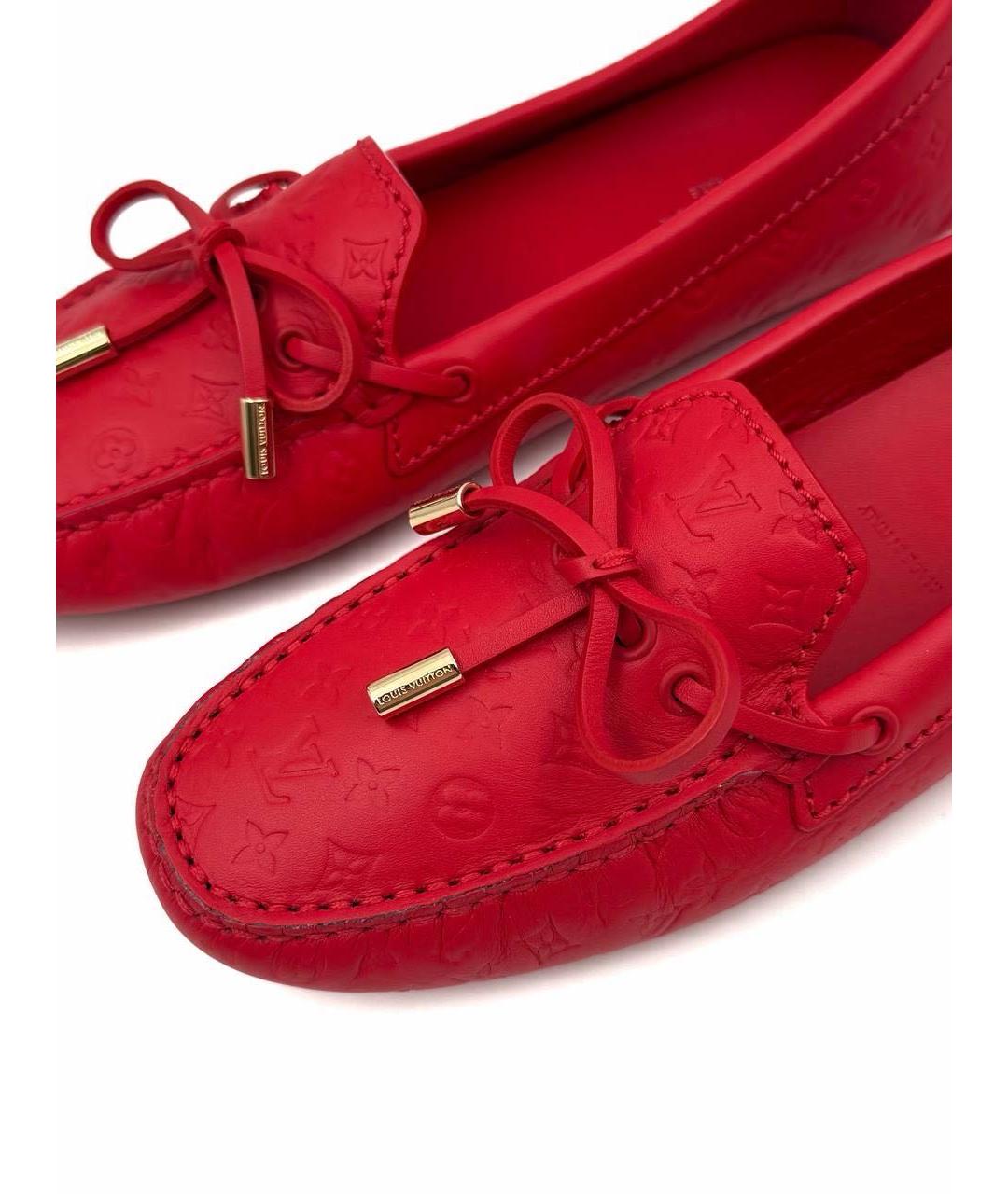 LOUIS VUITTON Красные кожаные мокасины, фото 4