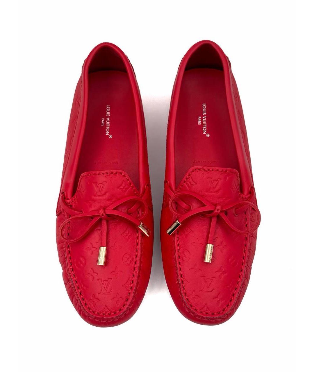 LOUIS VUITTON Красные кожаные мокасины, фото 2