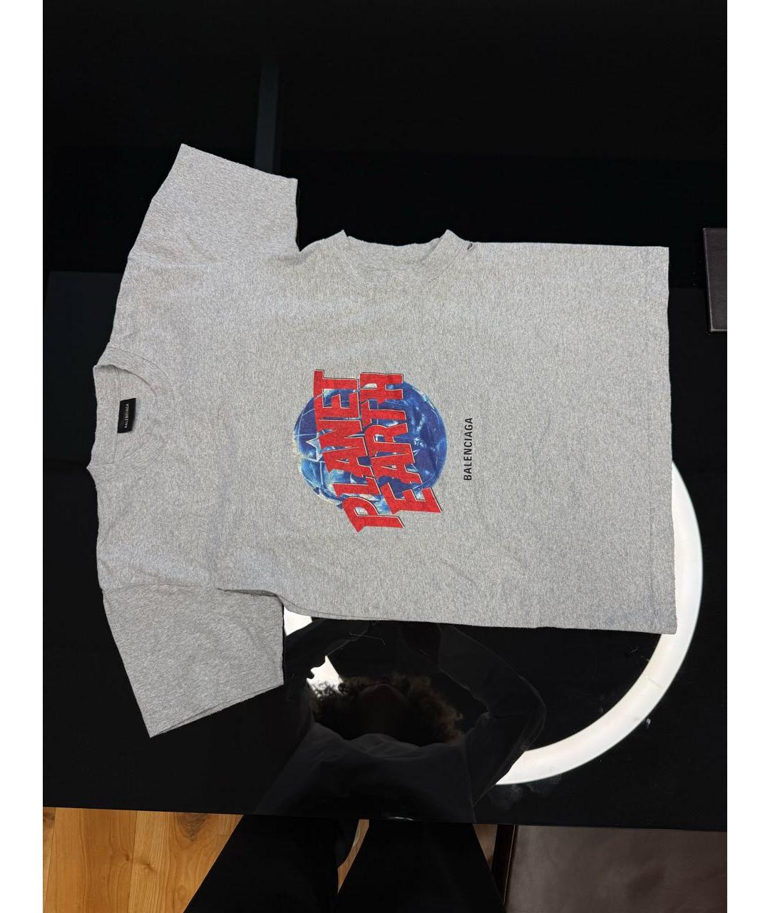 BALENCIAGA Серая хлопковая футболка, фото 6
