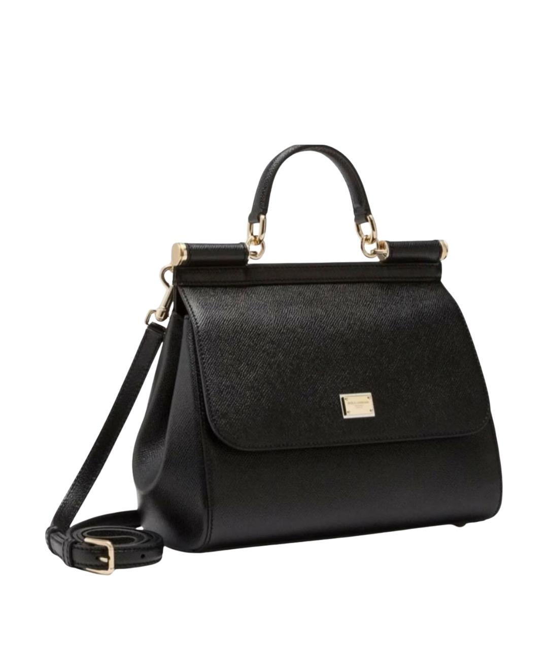 DOLCE&GABBANA Черная кожаная сумка с короткими ручками, фото 1