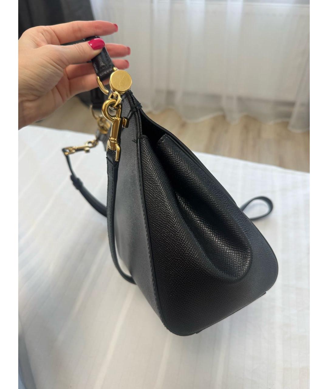 DOLCE&GABBANA Черная кожаная сумка с короткими ручками, фото 3