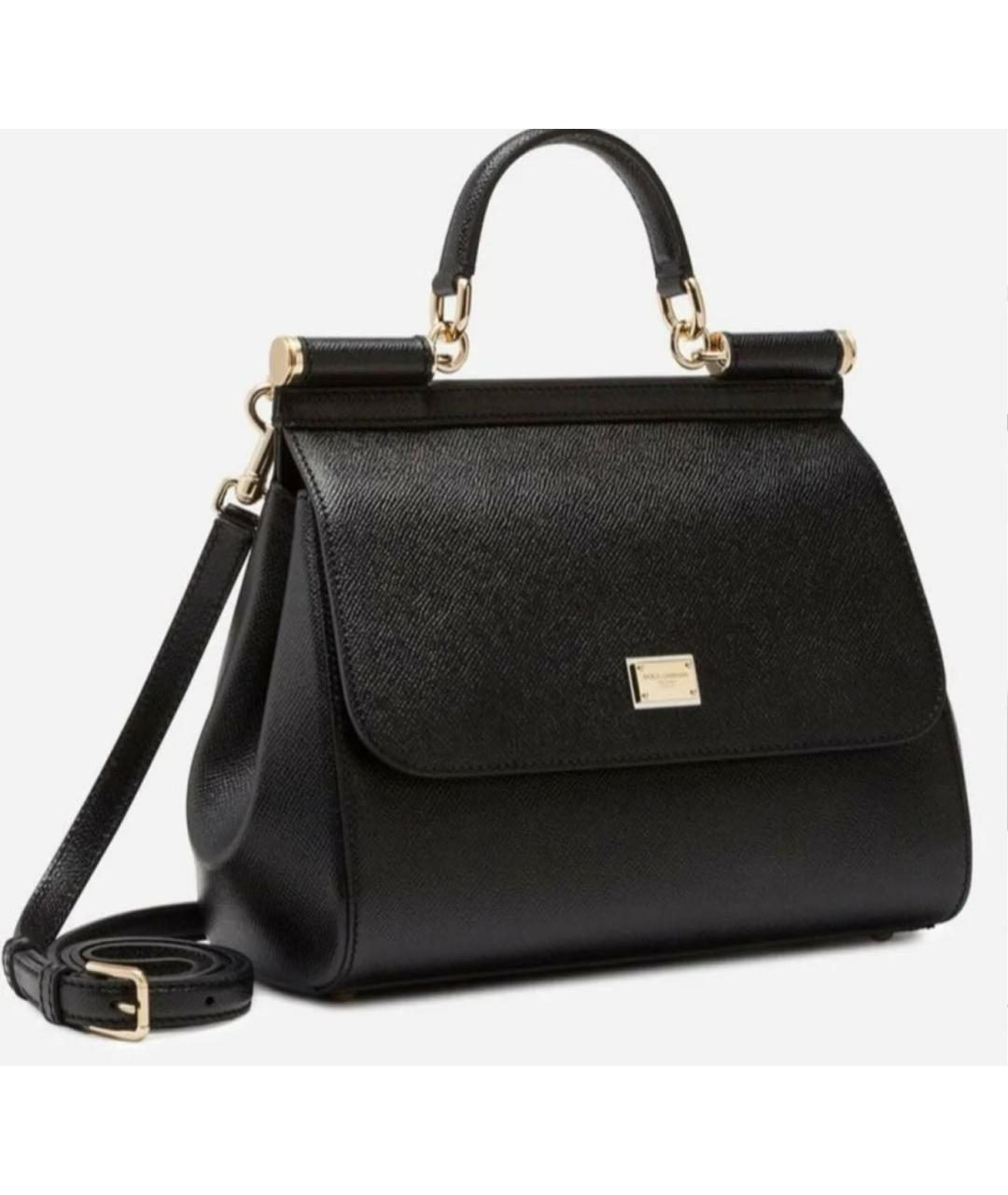 DOLCE&GABBANA Черная кожаная сумка с короткими ручками, фото 9