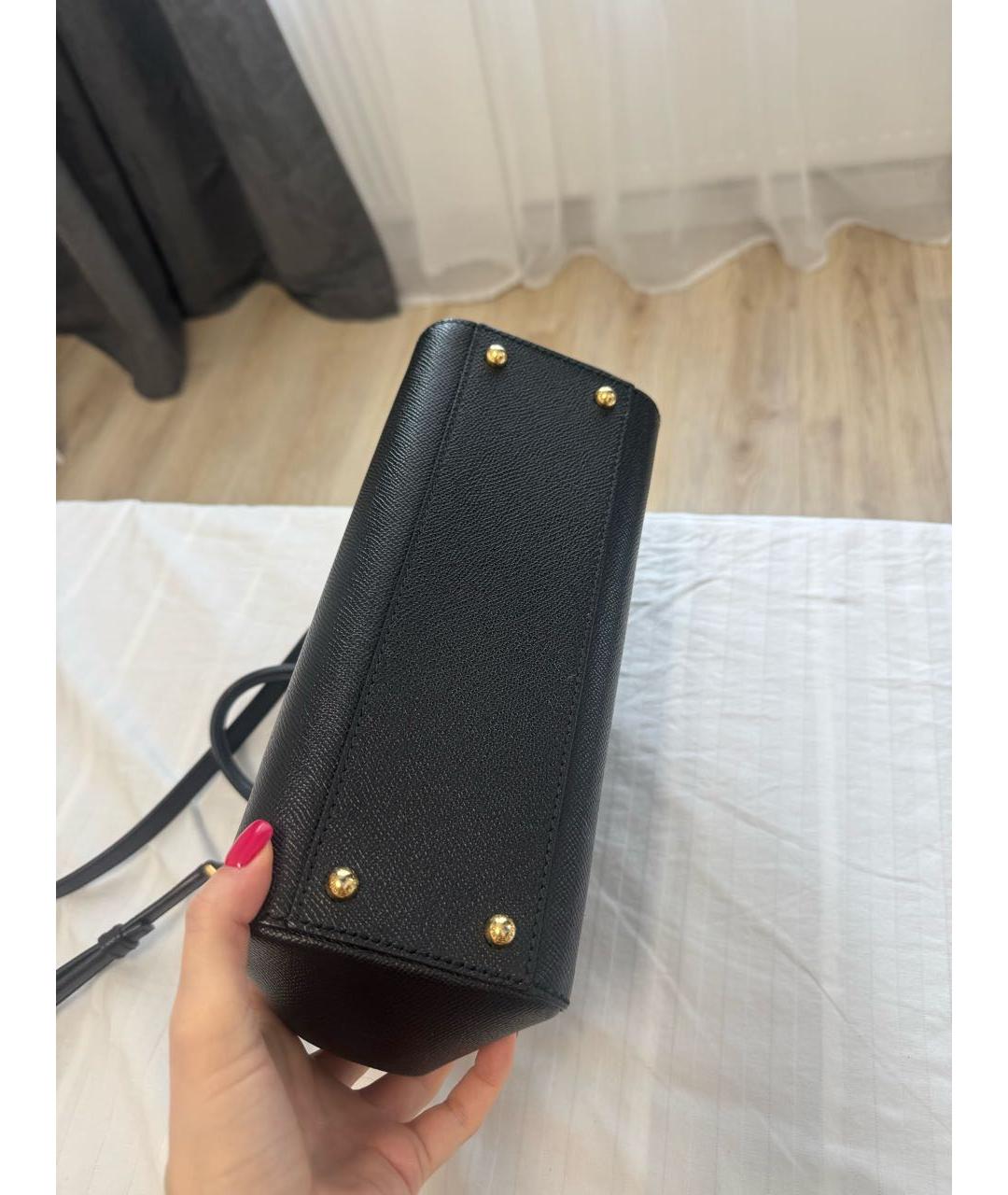 DOLCE&GABBANA Черная кожаная сумка с короткими ручками, фото 8