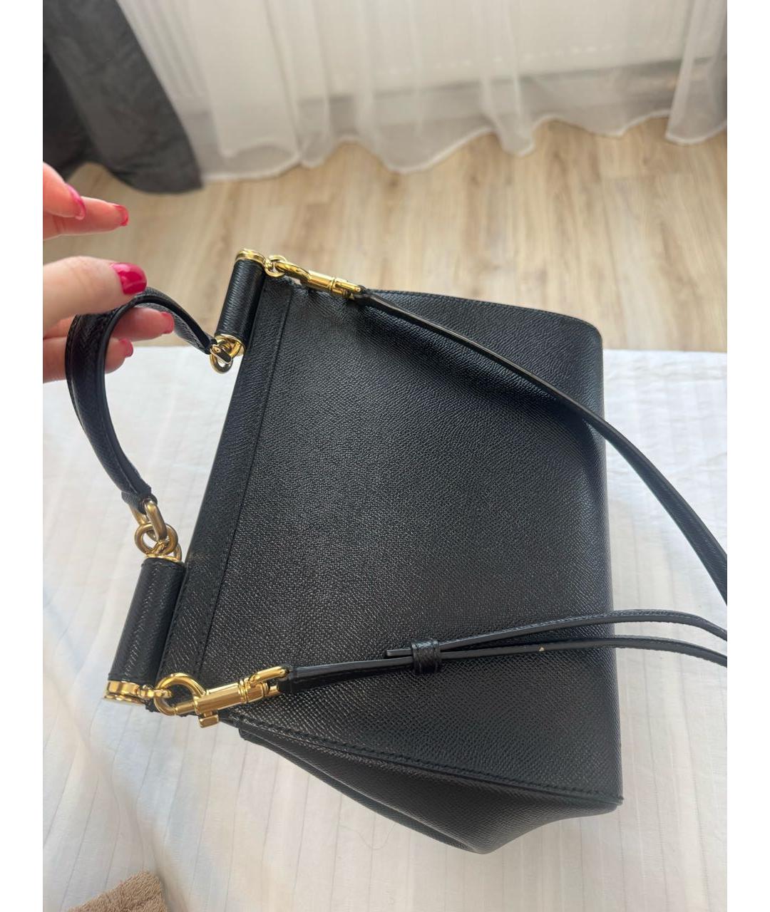 DOLCE&GABBANA Черная кожаная сумка с короткими ручками, фото 6