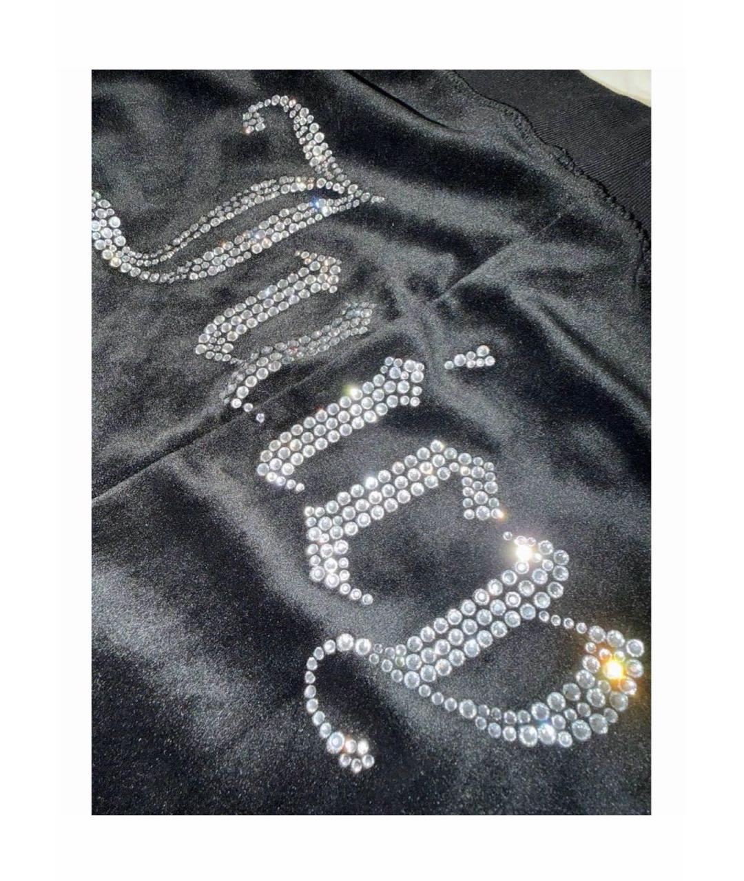 JUICY COUTURE Черные полиэстеровые прямые брюки, фото 4