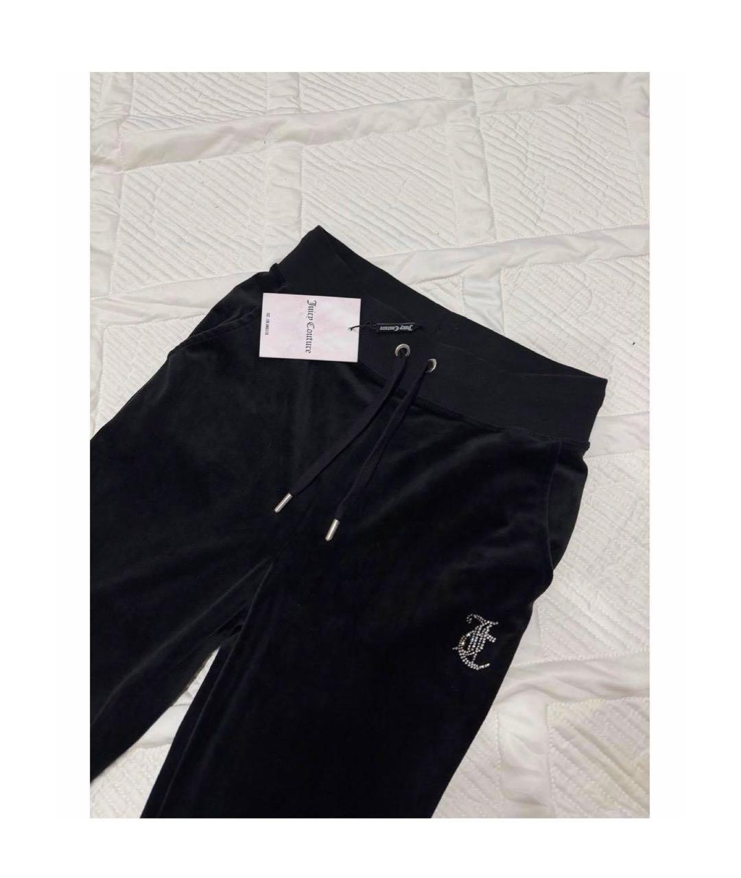 JUICY COUTURE Черные полиэстеровые прямые брюки, фото 2