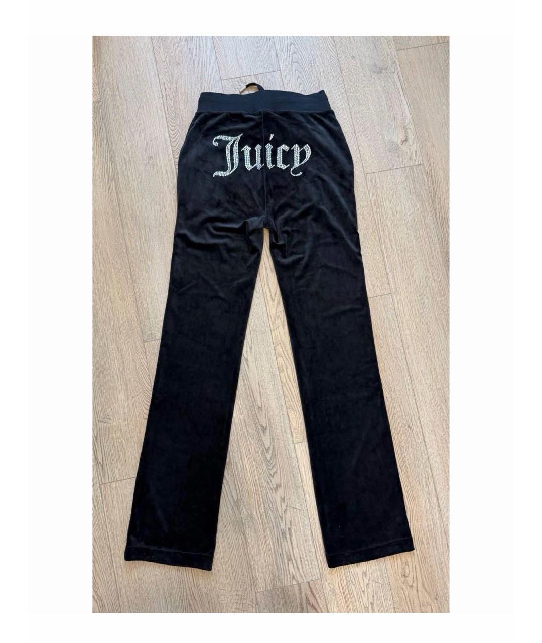 JUICY COUTURE Черные полиэстеровые прямые брюки, фото 3