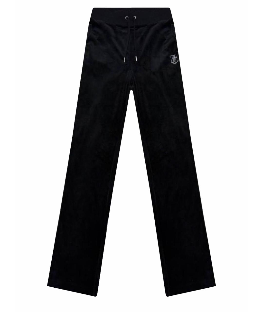 JUICY COUTURE Черные полиэстеровые прямые брюки, фото 1