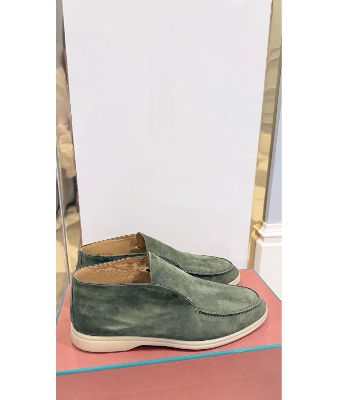 LORO PIANA Хаки замшевые лоферы, фото 5