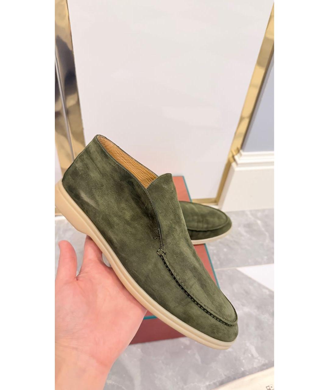 LORO PIANA Хаки замшевые лоферы, фото 2