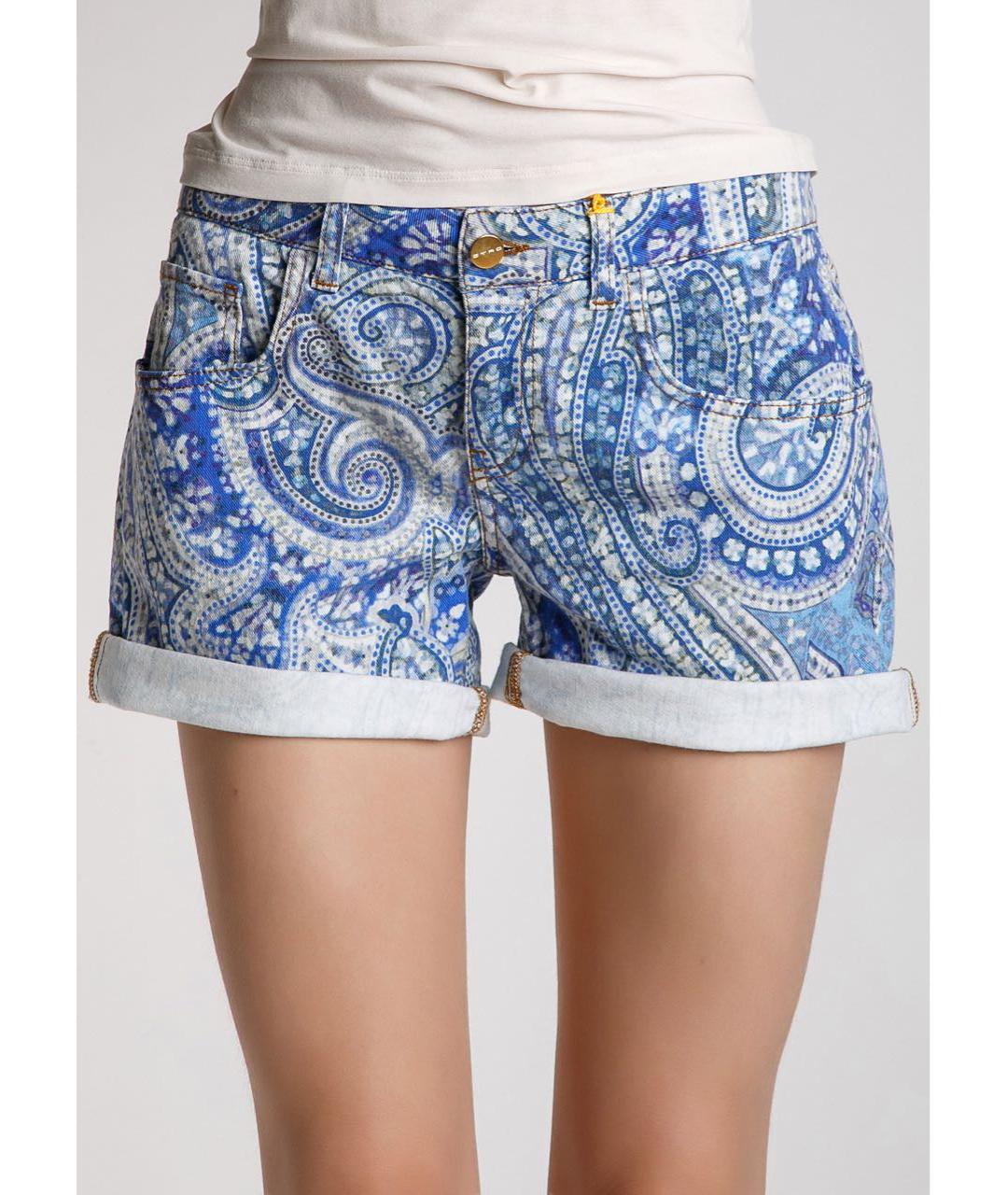 ETRO Голубые хлопко-эластановые шорты, фото 3