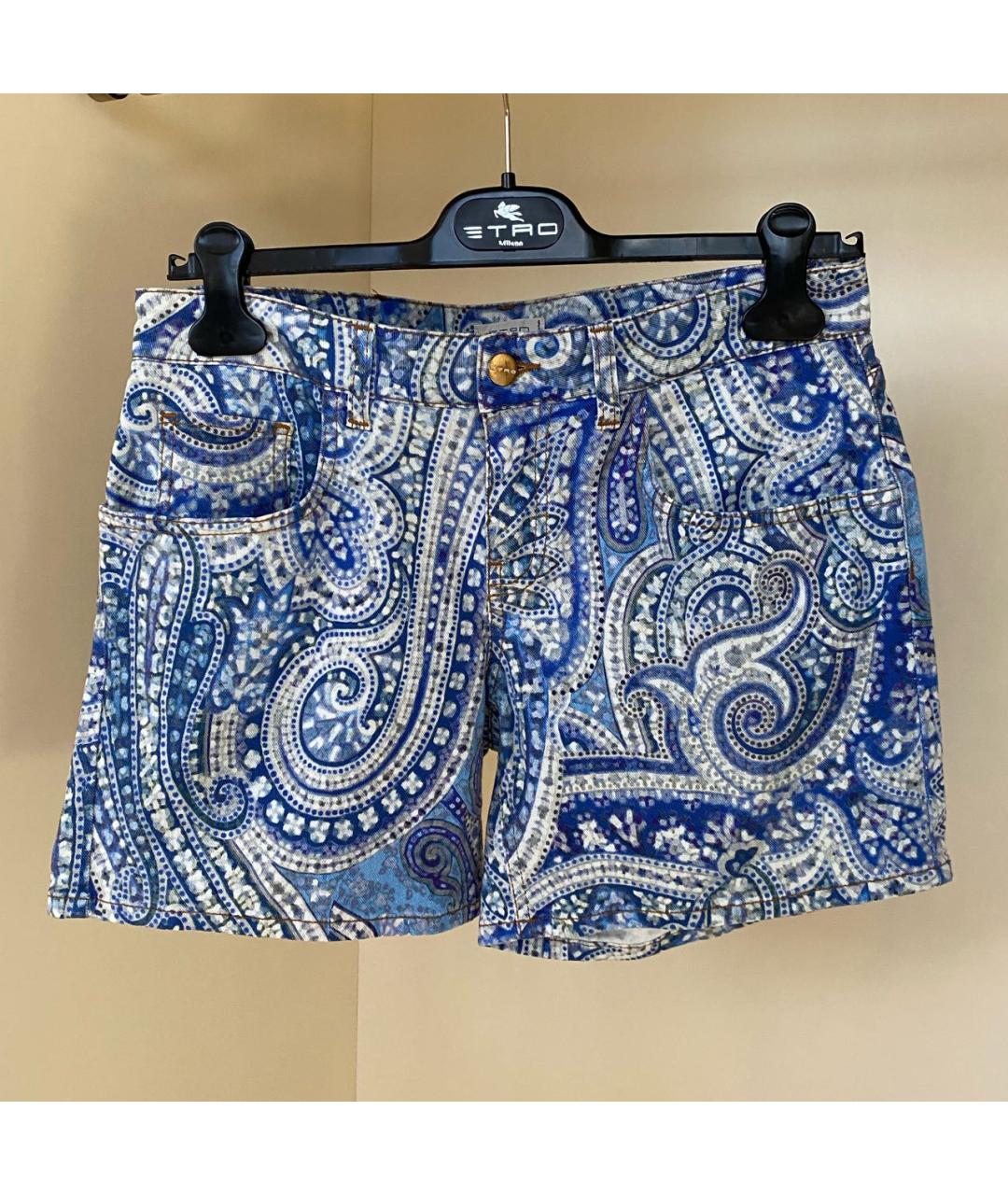 ETRO Голубые хлопко-эластановые шорты, фото 6