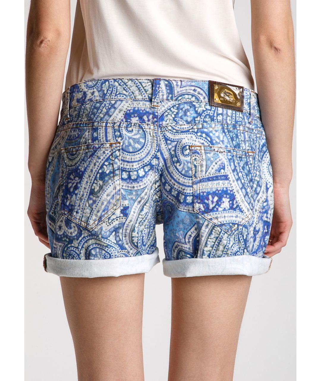 ETRO Голубые хлопко-эластановые шорты, фото 4