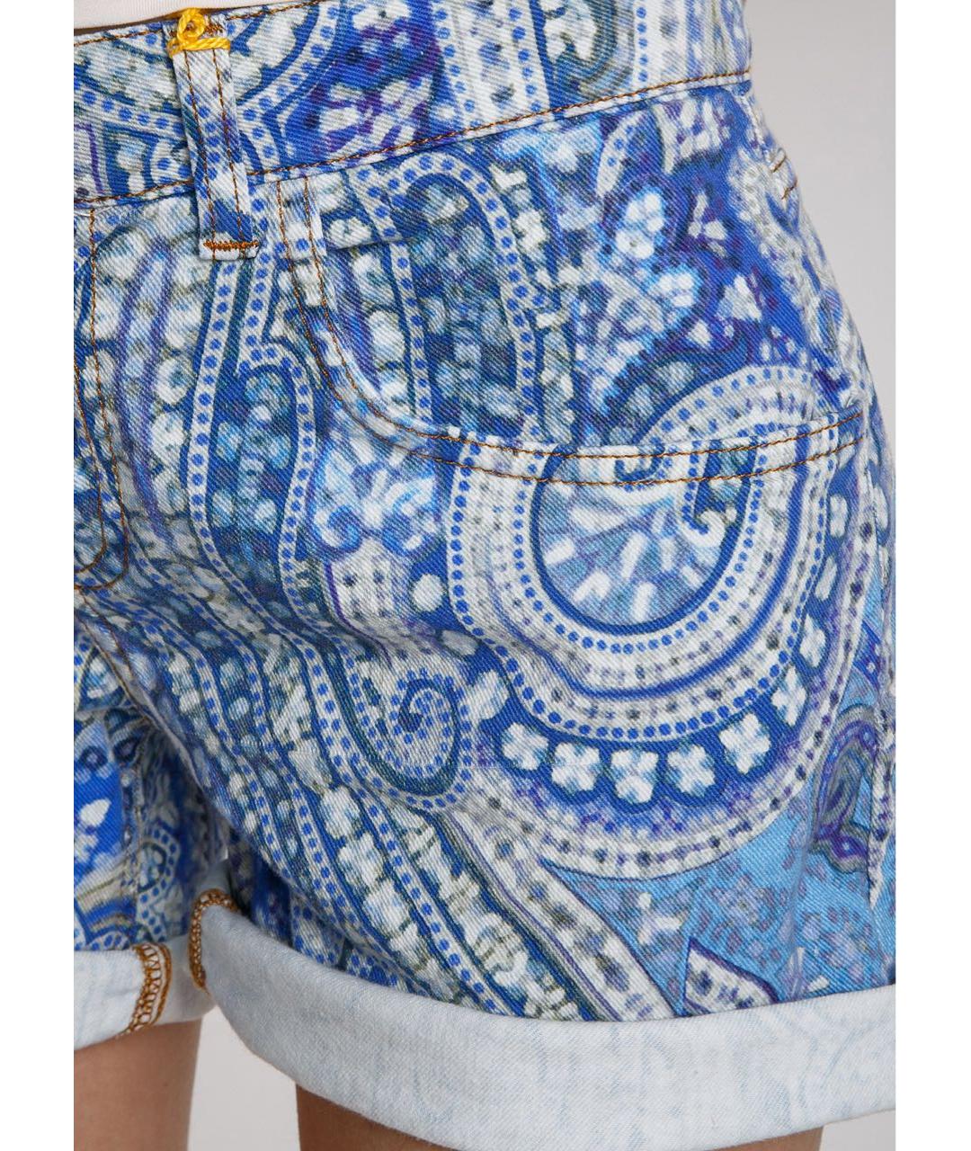 ETRO Голубые хлопко-эластановые шорты, фото 5