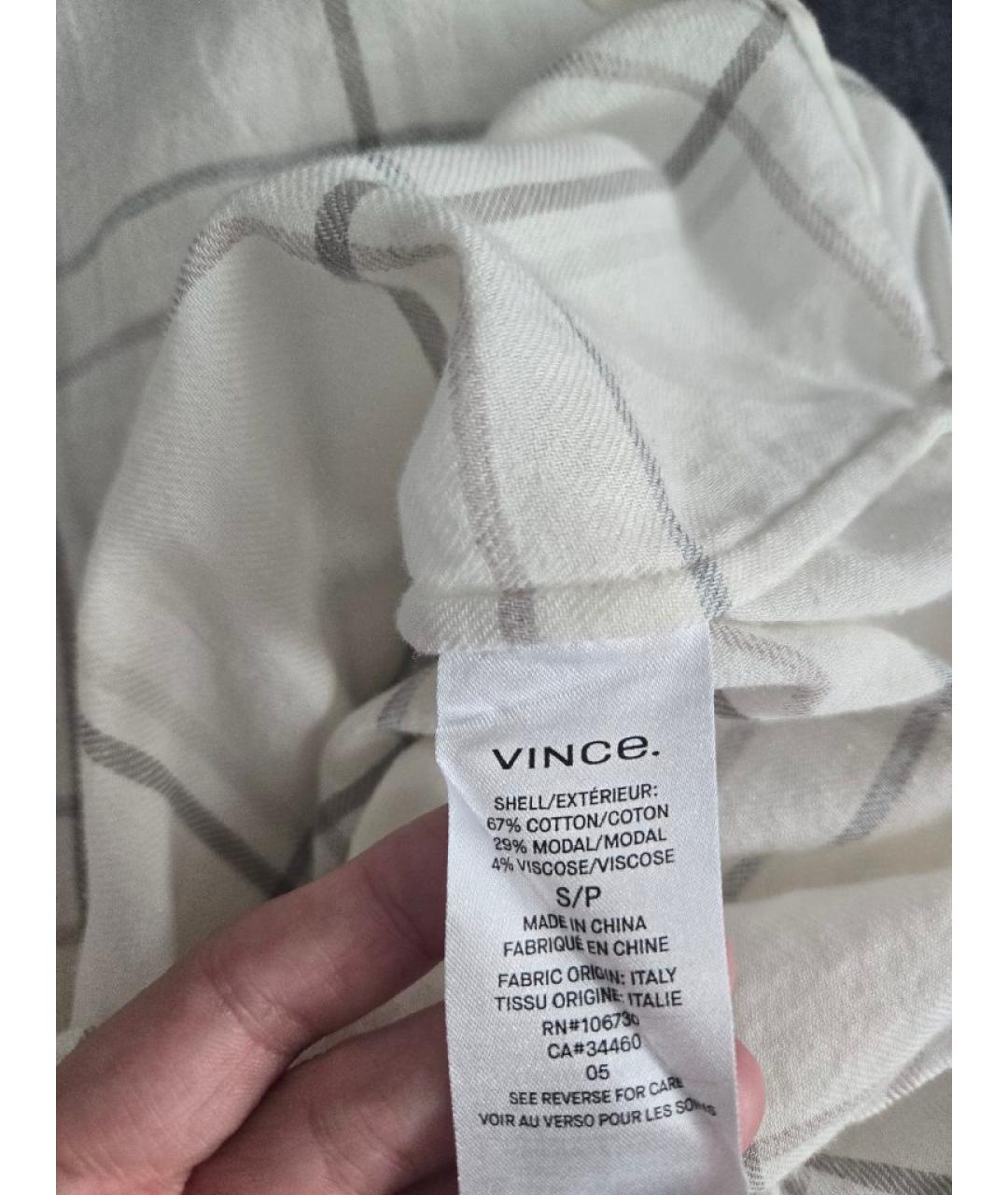 VINCE Бежевая хлопковая рубашка, фото 4